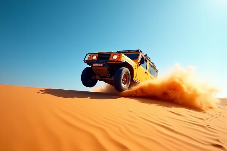 जैसलमेर के थार रेगिस्तान में 4x4 वाहन के साथ रोमांचकारी दून बैशिंग