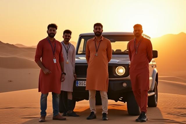 कलारुण कार्स के संस्थापक और टीम जैसलमेर के थार रेगिस्तान में